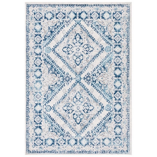 Safavieh 8 x 10 ft. Tulum Transitional Power Loomed Rectangle Rug Ivory & Blue TUL280B-8 - main